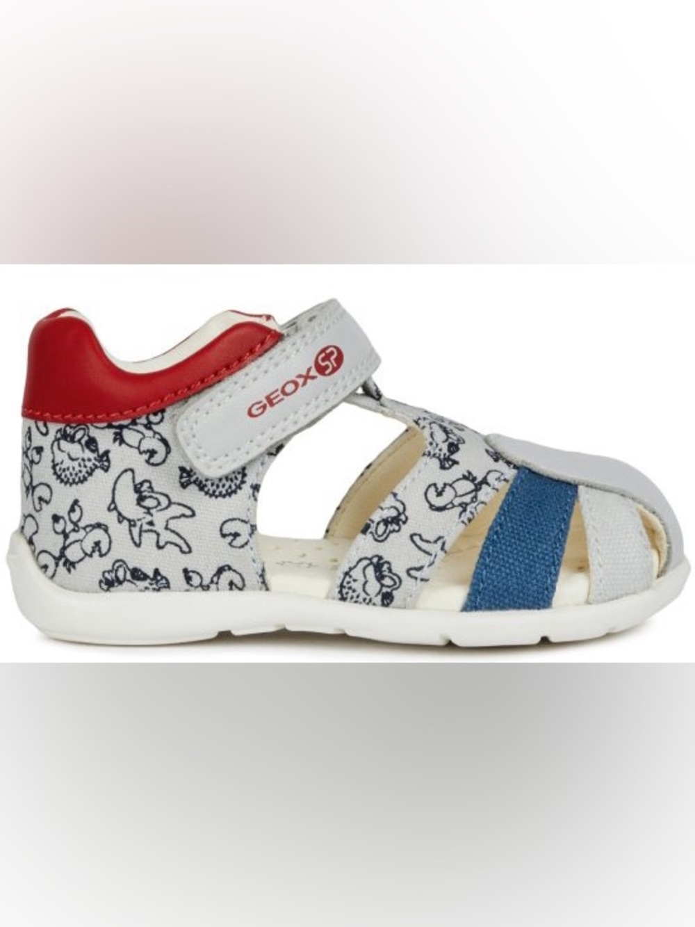 Geox White, Navy and Red Toddler Breathable Sandals